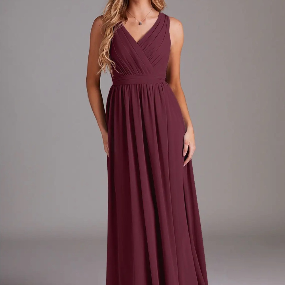 Azazie Sleeveless Maxi Dress in Deep Burgundy